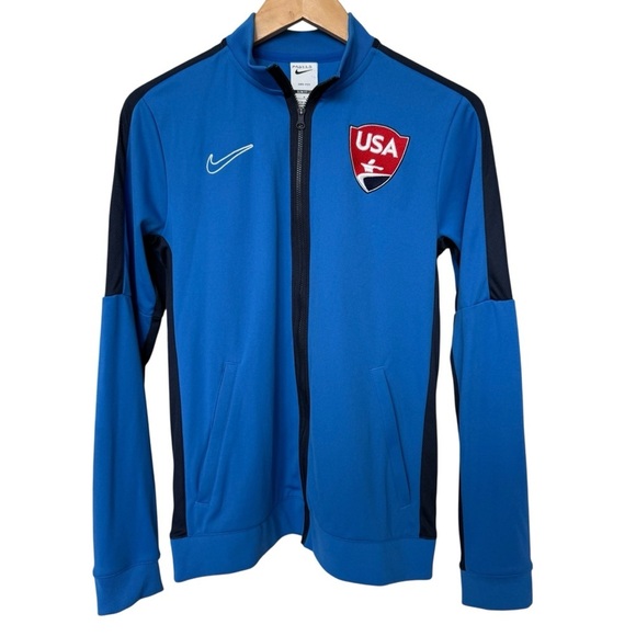 NIKE Unisex USA Karate Team Varsity Jacket Blue Full Zip Size S Slim Fit Dri-Fit - Picture 3 of 7